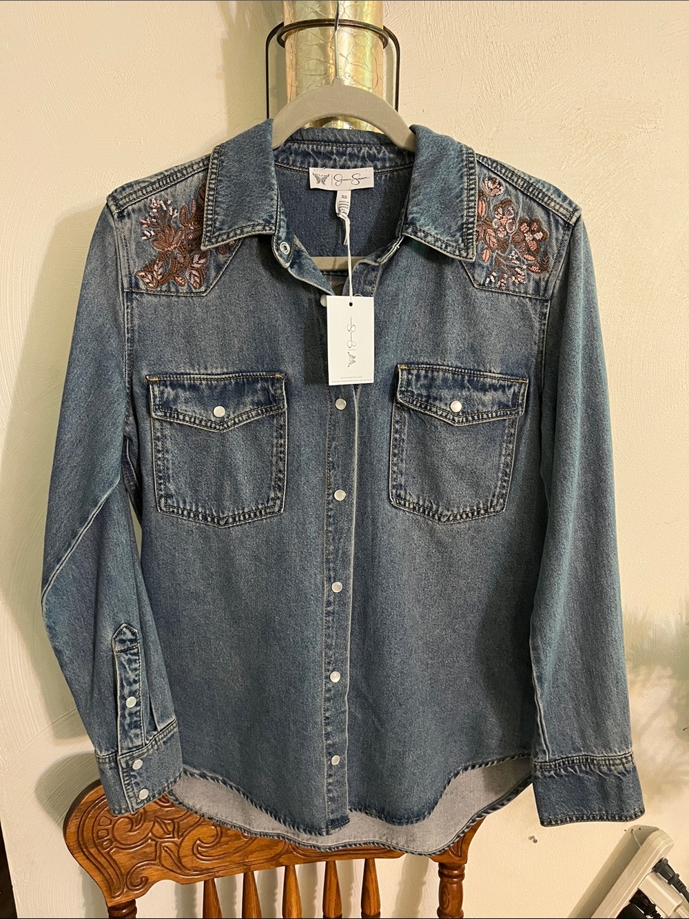 Jessica Simpson Light Blue Denim Button-Up Shirt